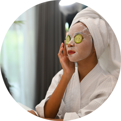 a women with a mask on her face | Dimethicone Supplier