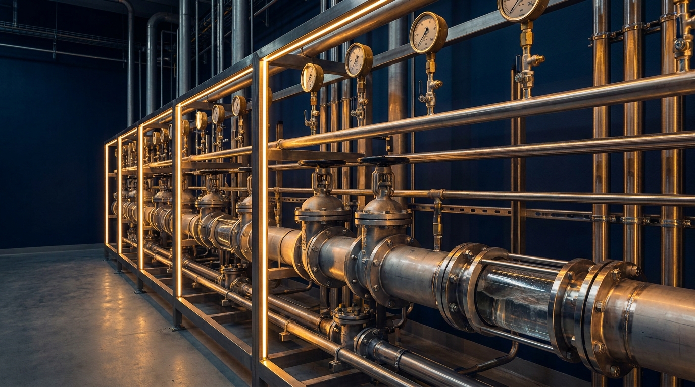 Industrial cooling-water treatment system where sodium gluconate inhibits scale and corrosion