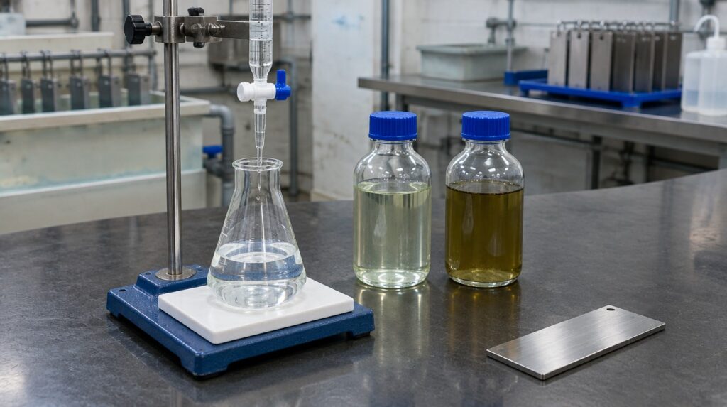Write an ammonium bifluoride pickling or descaling bath in fluoride, not pounds of salt