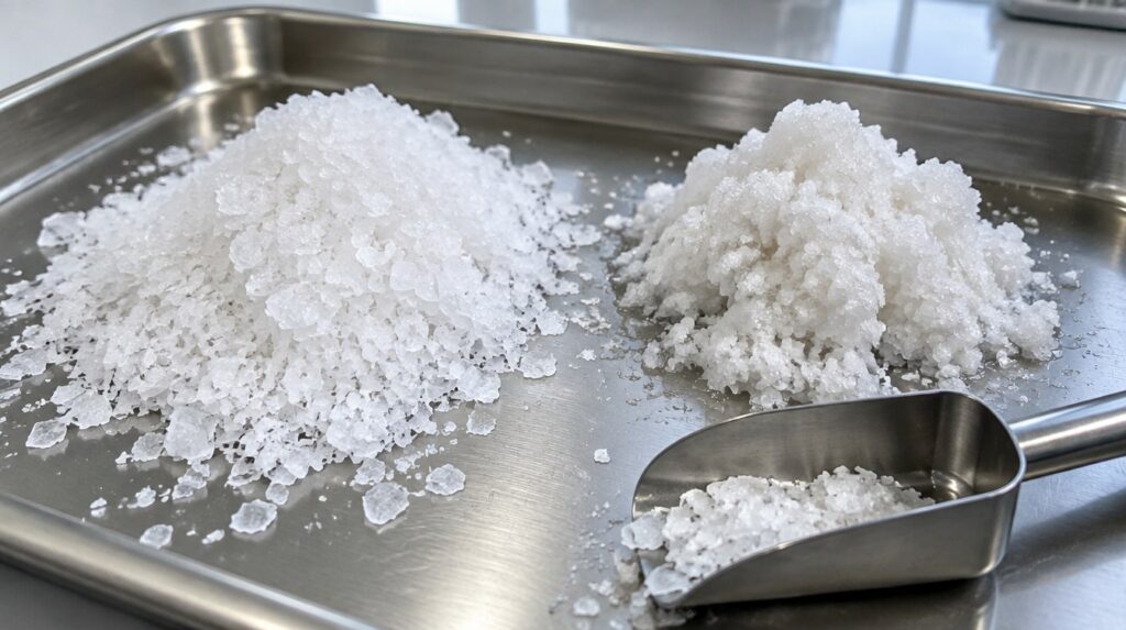 Bulk ammonium bifluoride pulls in water above 50% humidity, so size the lot to your usage