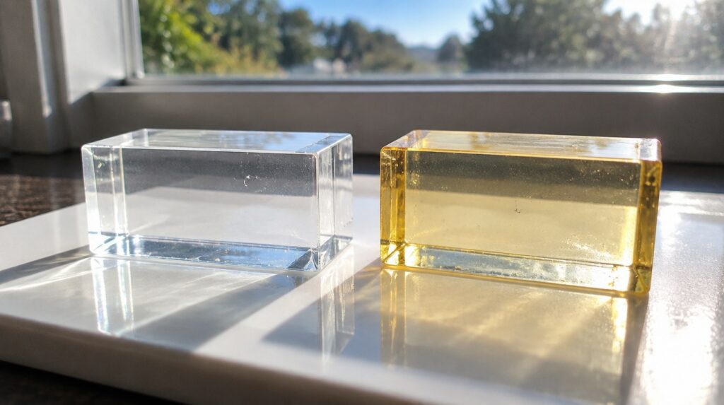 Why clear epoxy still yellows after a hardener swap, and why the topcoat must absorb UV